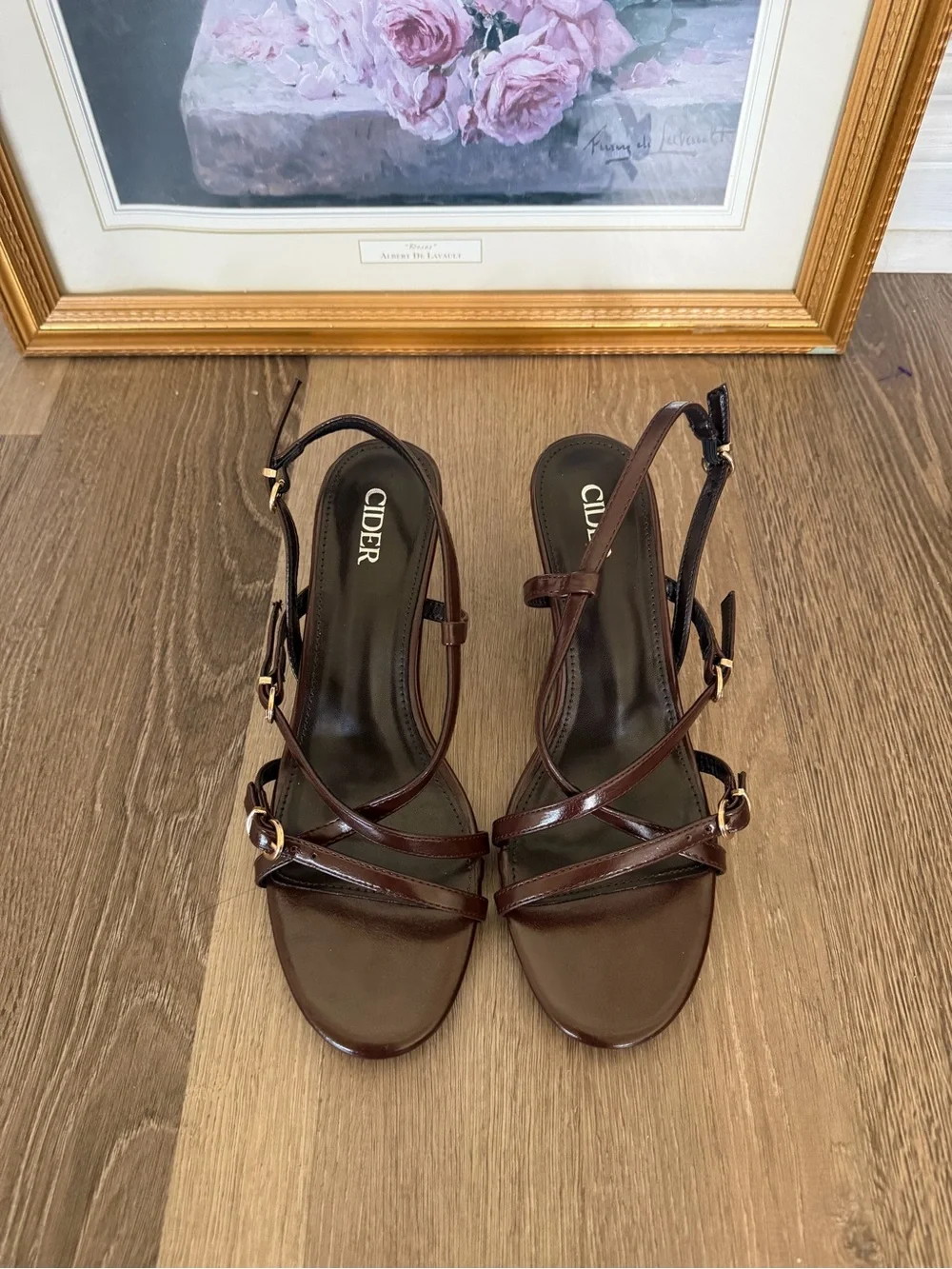Cider Dark Brown Strappy Slingback Heels